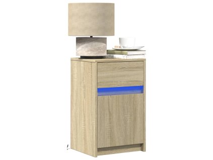 vidaXL Noční stolky s LED osvětlením 2 ks dub sonoma kompozitní dřevo