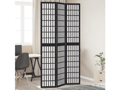 vidaXL Paraván 3dílný černý masivní dřevo pavlovnie