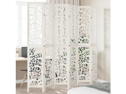 vidaXL Paraván 6dílný bílý masivní dřevo pavlovnie
