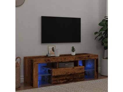 vidaXL TV stolek s LED old wood 120 x 36,5 x 40 cm kompozitní dřevo
