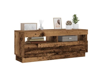 vidaXL TV stolek s LED old wood 100 x 35 x 40 cm kompozitní dřevo