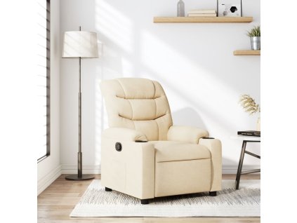 vidaXL Polohovací křeslo krémové textil