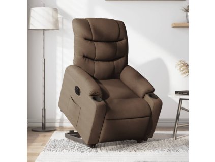 vidaXL Elektrické zvedací polohovací křeslo hnědé textil