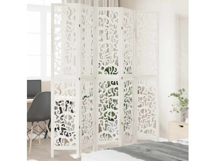 vidaXL Paraván 5dílný bílý masivní dřevo pavlovnie