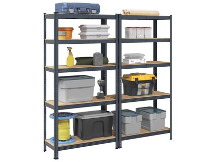 vidaXL 5patrové úložné regály 2 ks antracitové ocel a kompozitní dřevo