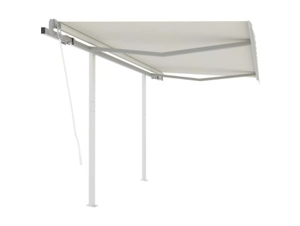 vidaXL Automatická zatahovací markýza se sloupky 3,5 x 2,5 m krémová