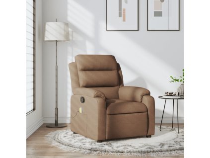 vidaXL Masážní polohovací křeslo hnědé textil