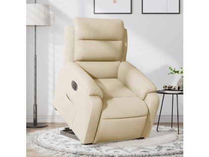 vidaXL Elektrické zvedací polohovací křeslo krémové textil