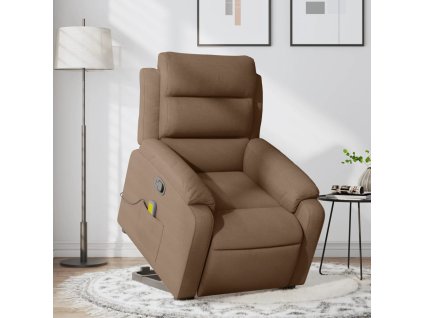 vidaXL Zvedací masážní polohovací křeslo hnědé textil