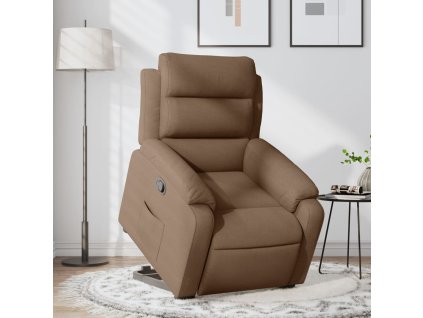 vidaXL Zvedací polohovací křeslo hnědé textil