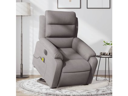 vidaXL Elektrické zvedací masážní polohovací křeslo taupe textil