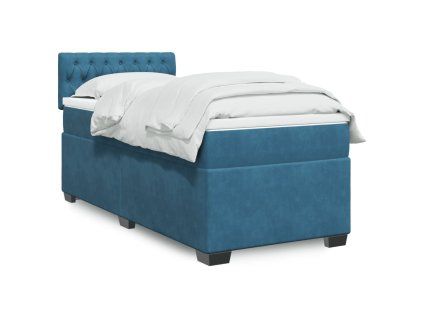 vidaXL Box spring postel s matrací tmavě modrá 80 x 200 cm samet