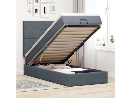 vidaXL Osmanský rám postele s matracemi tmavě šedá 100x200cm samet