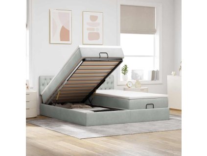 vidaXL Osmanský rám postele s matracíes světle šedá 180x200cm samet