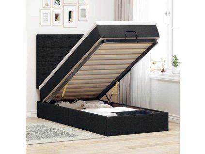 vidaXL Osmanský postel s matrací černá 90x200 cm textil