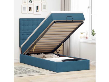 vidaXL Osmanský rám postele s matracemi tmavě modrá 100x200cm samet