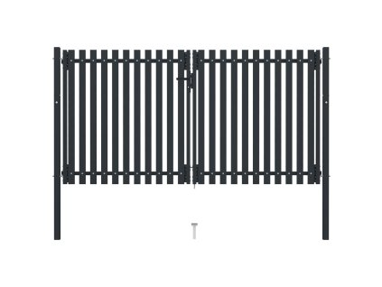 vidaXL Dvoukřídlé plotové brány s ocelovými dveřmi 300 x 150 cm antracitové