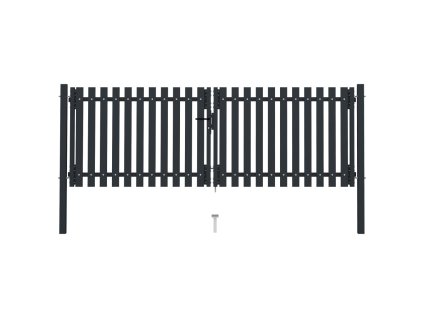 vidaXL Dvoukřídlá plotová branka ocelová 306 x 125 cm antracitová