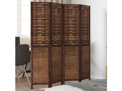 vidaXL Paraván 4dílný tmavě hnědý masivní dřevo pavlovnie