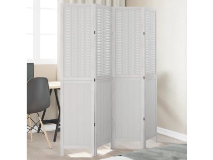 vidaXL Paraván 4dílný bílý masivní dřevo pavlovnie