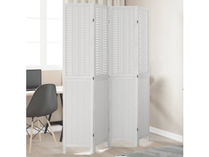 vidaXL Paraván 4dílný bílý masivní dřevo pavlovnie