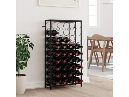 vidaXL Stojan na víno na 45 lahví černý 54 x 18 x 100 cm tepané železo