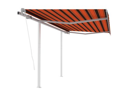 vidaXL Automatická zatahovací markýza se sloupky 3x2,5 m oranžovohnědá