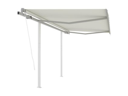 vidaXL Automatická zatahovací markýza se sloupky 3 x 2,5 m krémová