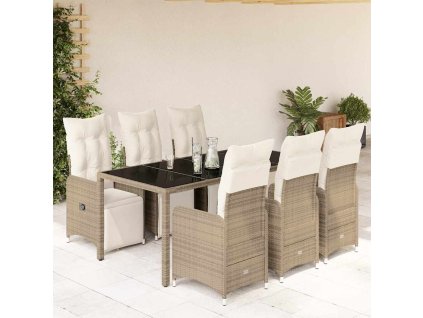 vidaXL 7dílný zahradní bistro set s poduškami hnědý polyratan