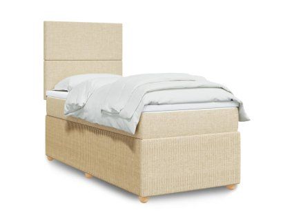 vidaXL Box spring postel s matrací krémová 90x190 cm textil