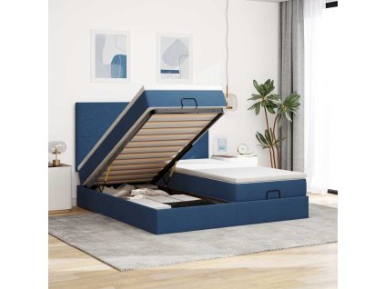 vidaXL Osmanský rám postele s matracíes modrá 200x200cm textil