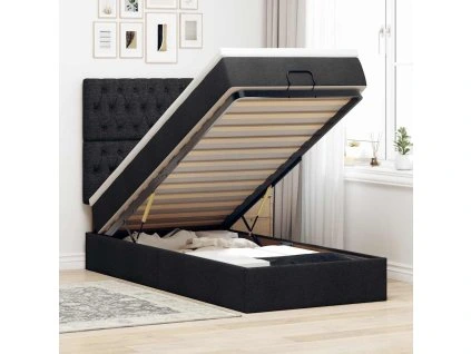 vidaXL Osmanský postel s matrací černá 90x200 cm textil