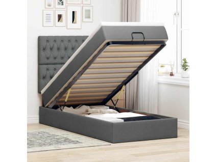 vidaXL Osmanský rám postele s matrací tmavě šedá 100x200cm textil