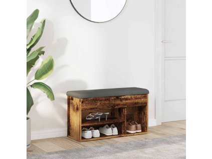 vidaXL Lavice s botníkem starého dřeva 82x32x45,5 cm Engineered Wood