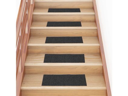 vidaXL Schodové rohože samolepicí 30 ks 60 x 25 cm antracitové obdélníkové
