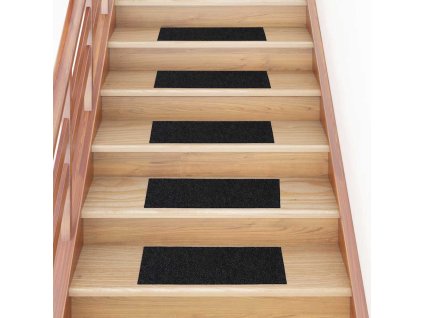 vidaXL Schodové rohože samolepicí 30 ks 60 x 25 cm černé obdélníkové