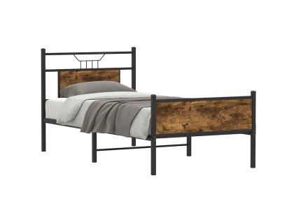 vidaXL Rám postele bez matrace kouřový dub 90x200 cm kompozitní dřevo