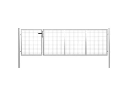 vidaXL Zahradní plotová brána ocel 350 x 75 cm stříbrná
