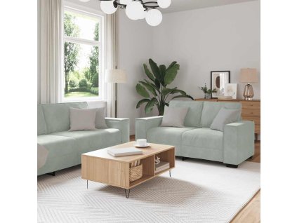 vidaXL 2dílná sedací souprava s poduškami světle šedá samet