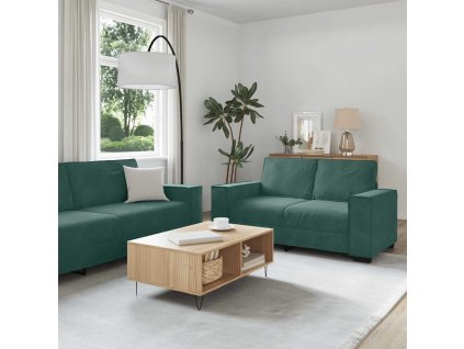 vidaXL 2dílná sedací souprava s poduškami tmavě zelená samet