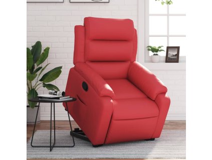 vidaXL Zvedací polohovací křeslo červené umělá kůže