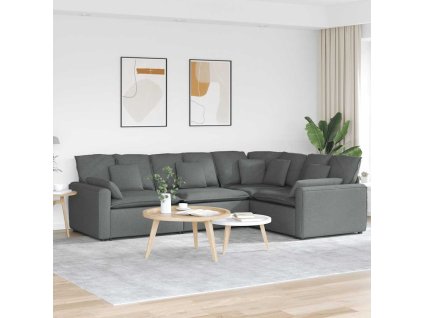 vidaXL Modulární pohovka s polštáři textil tmavě šedá