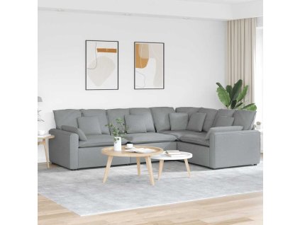 vidaXL Modulární pohovka s polštáři textil světle šedá