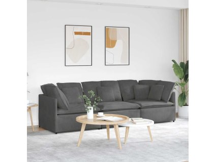 vidaXL Modulární pohovka s polštáři manšestrová tkanina tmavě šedá