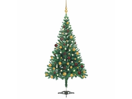vidaXL Umělý vánoční stromek s LED a sadou koulí 180 cm 564 větviček
