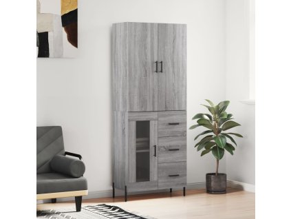 vidaXL Skříň highboard šedá sonoma 69,5 x 34 x 180 cm kompozitní dřevo