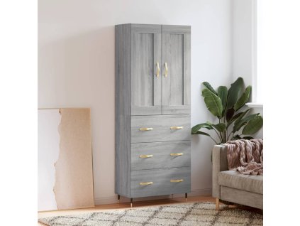 vidaXL Skříň highboard šedá sonoma 69,5 x 34 x 180 cm kompozitní dřevo