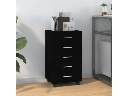 vidaXL Zásuvková skříňka na kolečkách černá kompozitní dřevo