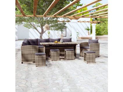 vidaXL 7dílná zahradní sedací souprava s poduškami polyratan šedá