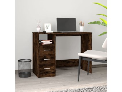 vidaXL Psací stůl se zásuvkami kouřový dub 102 x 50 x 76 cm kompozit